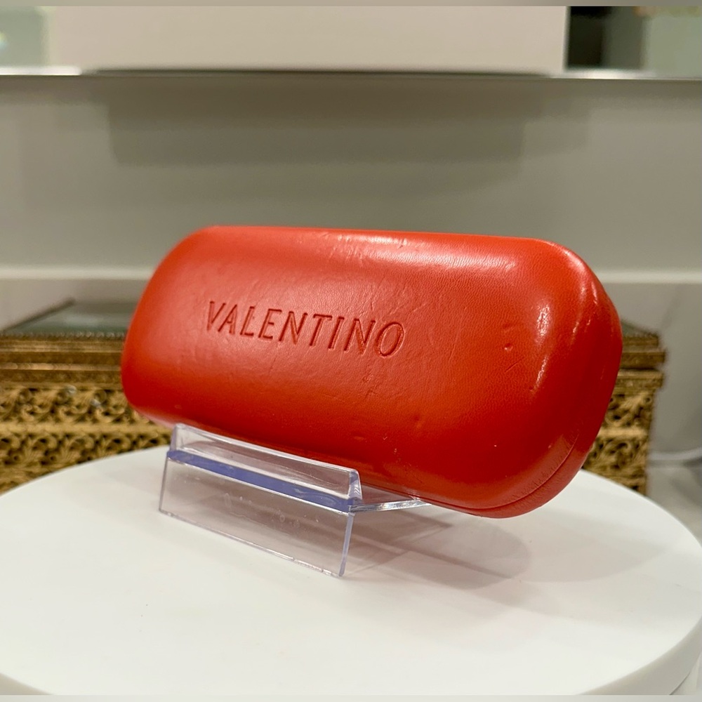 Valentino - Red Leather-Covered Hinged Eyeglass/Sunglass/Eyewear Hard-Case VGUC - Picture 8 of 15